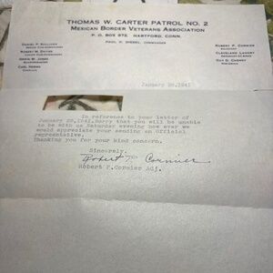 Mexican Border Veterans Association — Signed Letter, January 1941 | WWI-Era